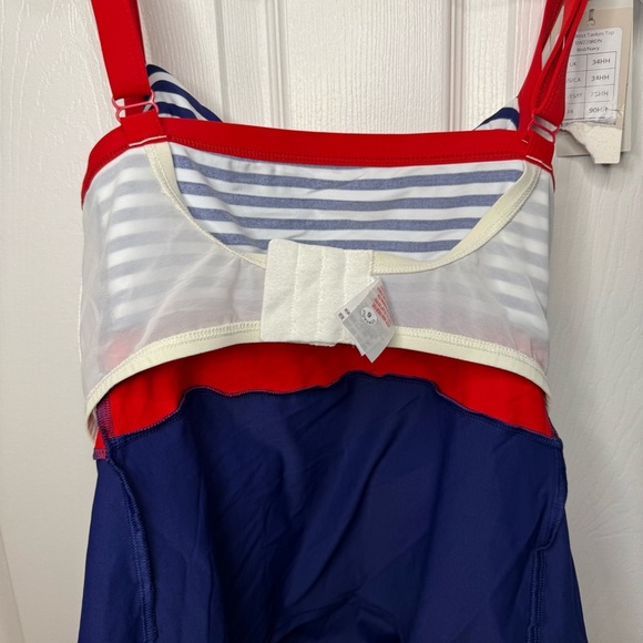 Bravissimo Red White Blue Color Block Tankini Top with Underwire Size 34HH NWT - Picture 7 of 11